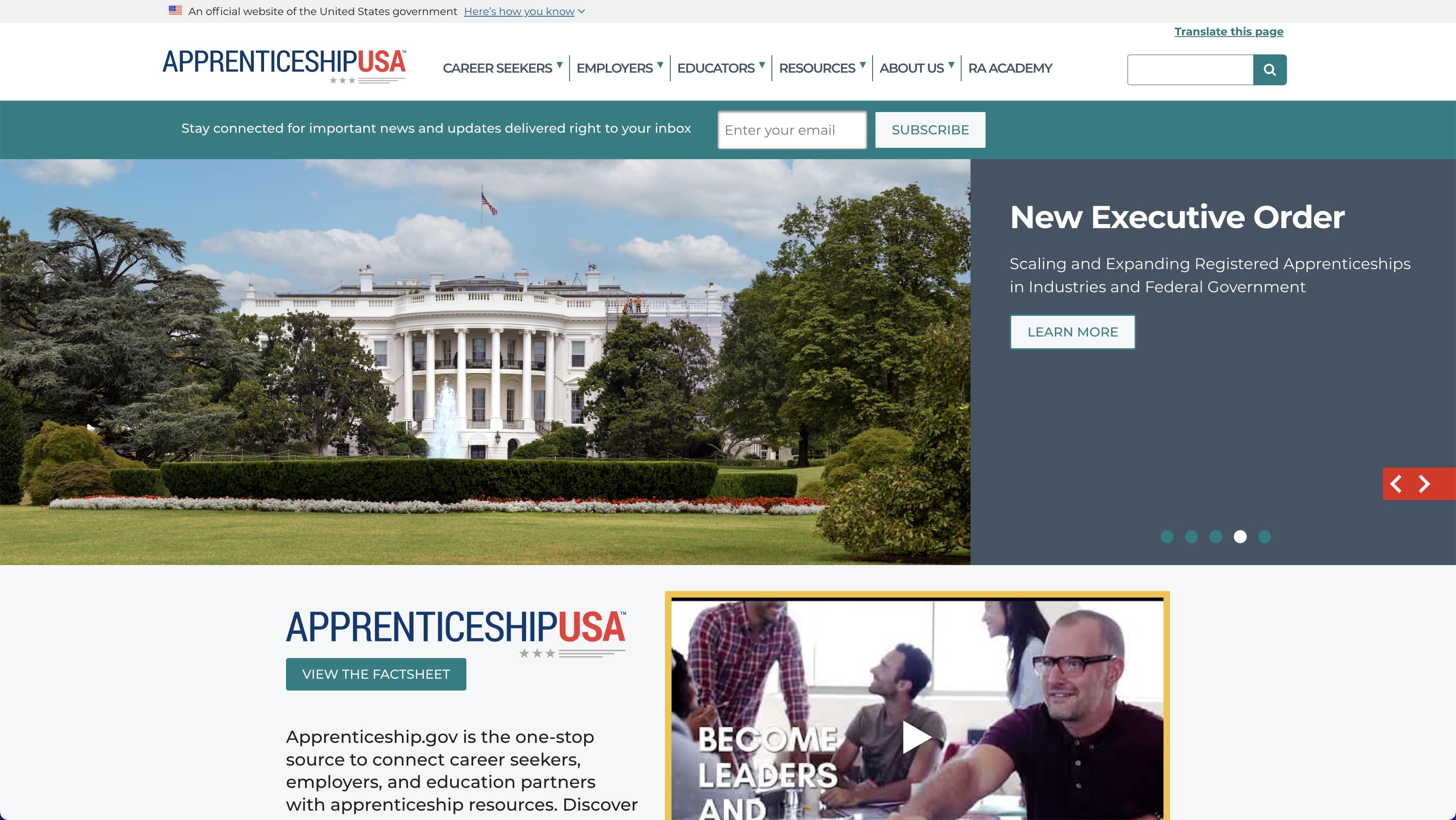 Apprenticeship.gov Homepage