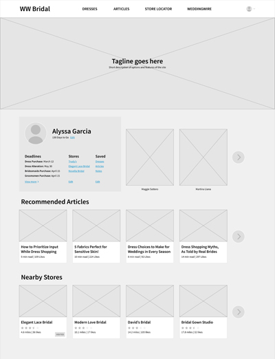 WWBridal Wireframe